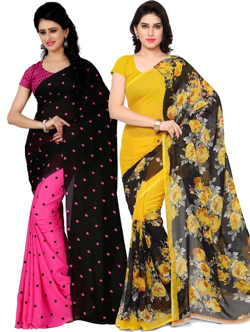women pack of 2 casual wear combo sarees with blouse - 21418115 - Very Small Image - 1