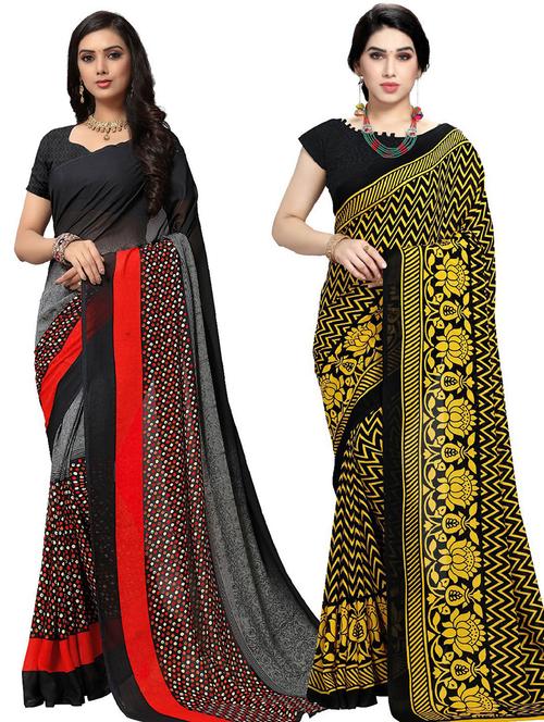 women pack of 2 casual wear combo sarees with blouse - 21418141 - Very Small Image - 1