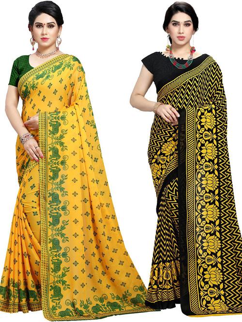 women pack of 2 casual wear combo sarees with blouse - 21418144 - Very Small Image - 1