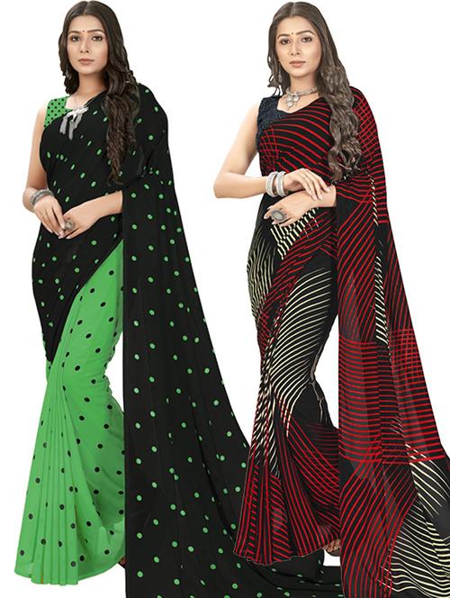 women pack of 2 casual wear combo sarees with blouse - 21418148 - Very Small Image - 1