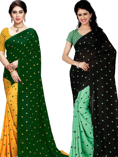 women pack of 2 casual wear combo sarees with blouse - 21418154 - Very Small Image - 1