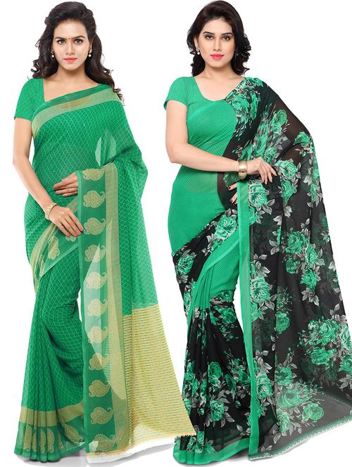 women pack of 2 casual wear combo sarees with blouse - 21418156 - Very Small Image - 1