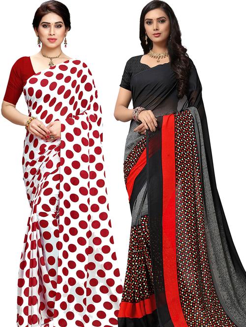 women pack of 2 casual wear combo sarees with blouse - 21418159 - Very Small Image - 1