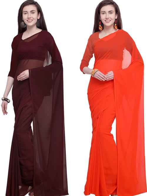 women pack of 2 casual wear combo sarees with blouse - 21418307 - Very Small Image - 1