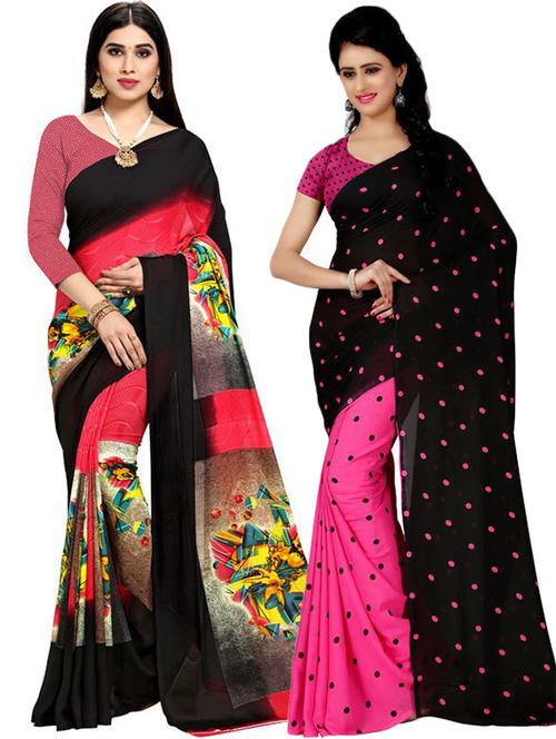 women pack of 2 casual wear combo sarees with blouse - 21418320 - Very Small Image - 1