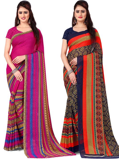 women pack of 2 casual wear combo sarees with blouse - 21418322 - Very Small Image - 1