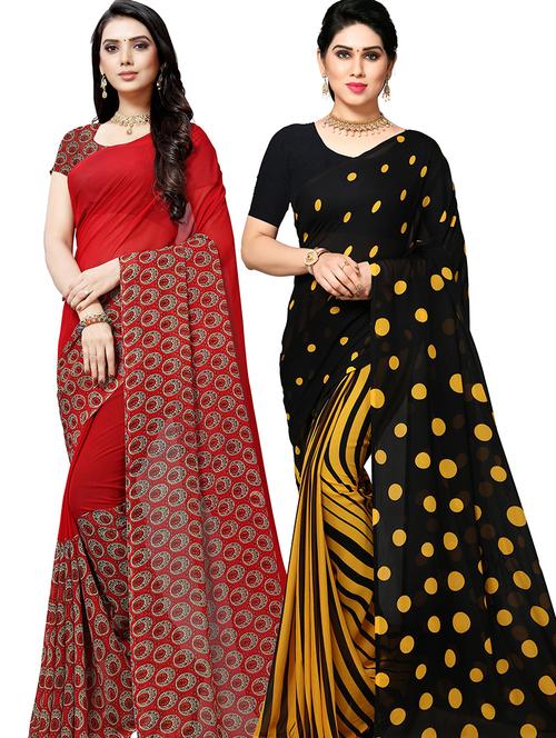 women pack of 2 casual wear combo sarees with blouse - 21418326 - Very Small Image - 1
