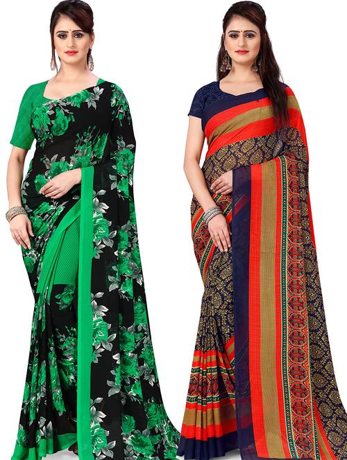women pack of 2 casual wear combo sarees with blouse - 21418336 - Very Small Image - 1