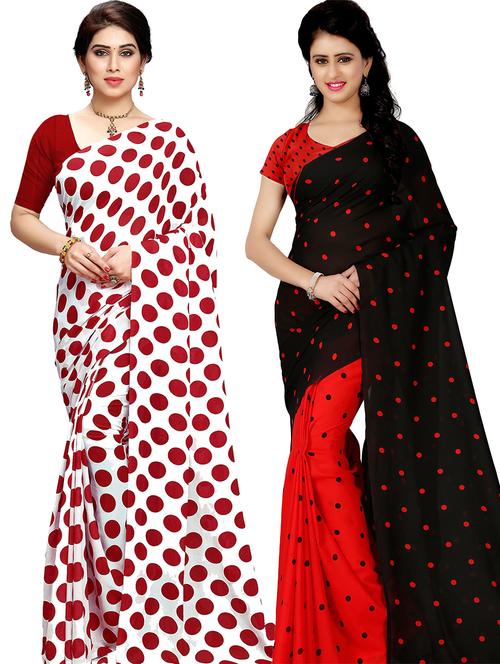 women pack of 2 casual wear combo sarees with blouse - 21418358 - Very Small Image - 1