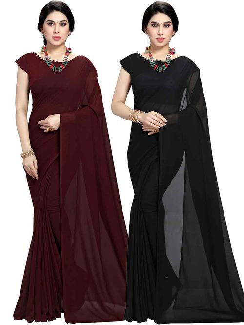 pack of 2 casual wear sarees with blouse - 21418419 - Very Small Image - 1