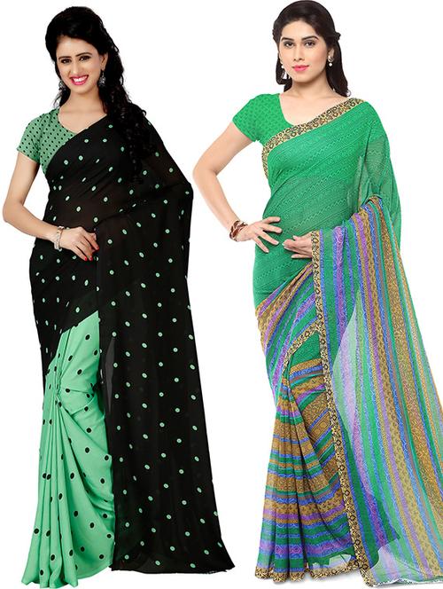 pack of 2 casual wear sarees with blouse - 21418468 - Very Small Image - 1