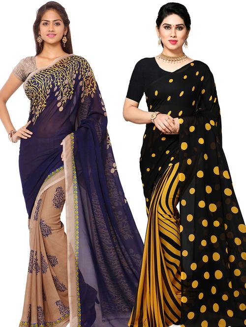 pack of 2 casual wear sarees with blouse - 21418474 - Very Small Image - 1