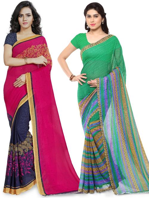 pack of 2 casual wear sarees with blouse - 21418476 - Very Small Image - 1