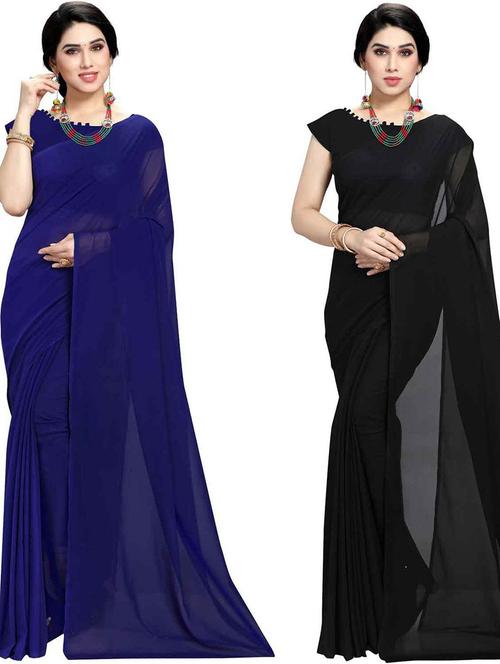 pack of 2 casual wear combo sarees with blouse - 21418480 - Very Small Image - 1