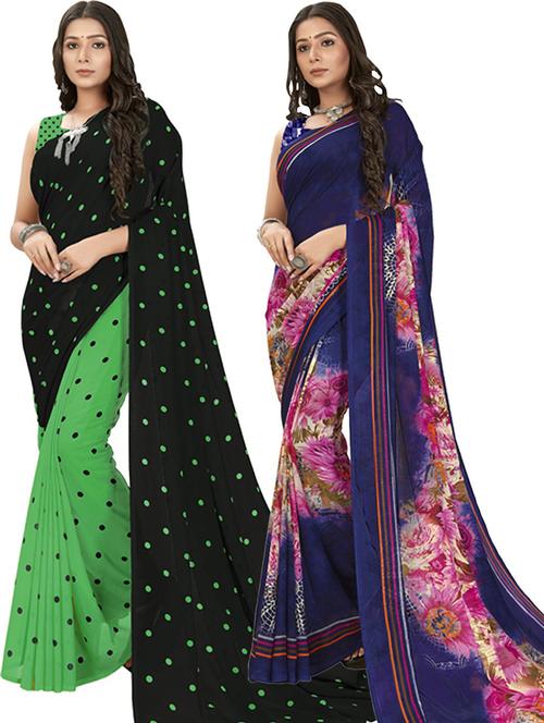 pack of 2 casual wear combo sarees with blouse - 21418495 - Very Small Image - 1