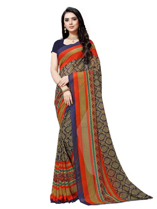 women printed casual saree with blouse - 21418597 - Very Small Image - 1