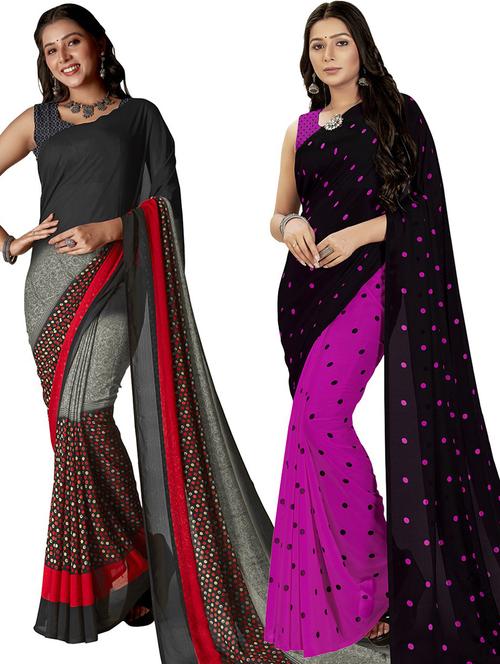 pack of 2 casual wear sarees with blouse - 21425056 - Very Small Image - 1