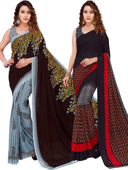 pack of 2 casual wear sarees with blouse - 21425061 - Very Small Image - 1