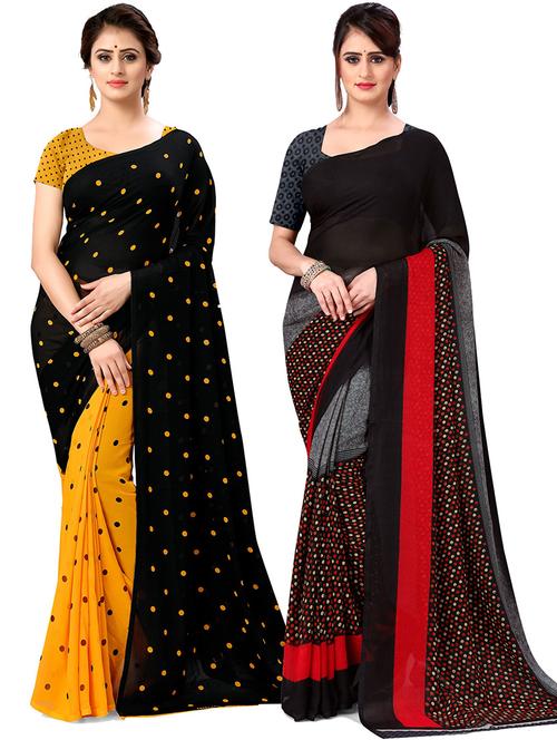 pack of 2 printed casual wear saree with blouse - 21425302 - Very Small Image - 1