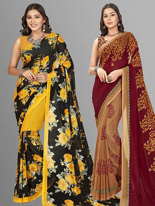 pack of 2 casual wear sarees with blouse - 21425312 - Very Small Image - 1