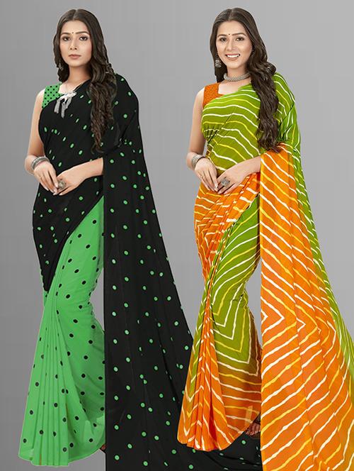 pack of 2 printed casual wear sarees with blouse - 21425324 - Very Small Image - 1