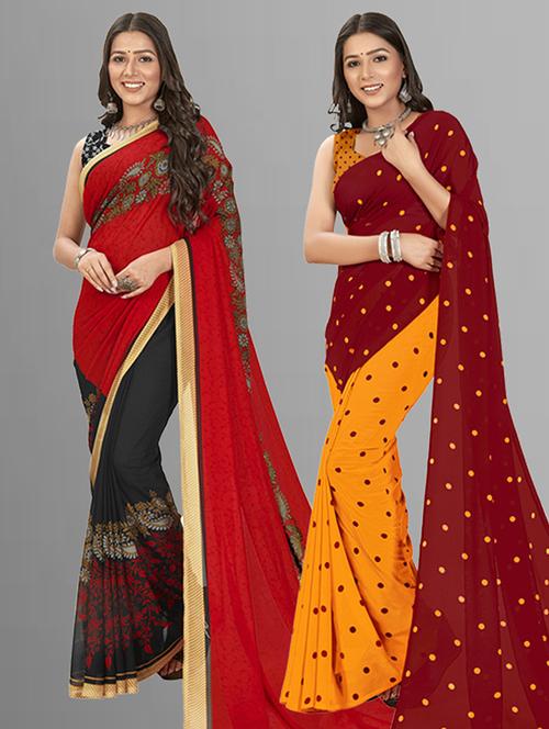 pack of 2 casual wear sarees with blouse - 21425453 - Very Small Image - 1