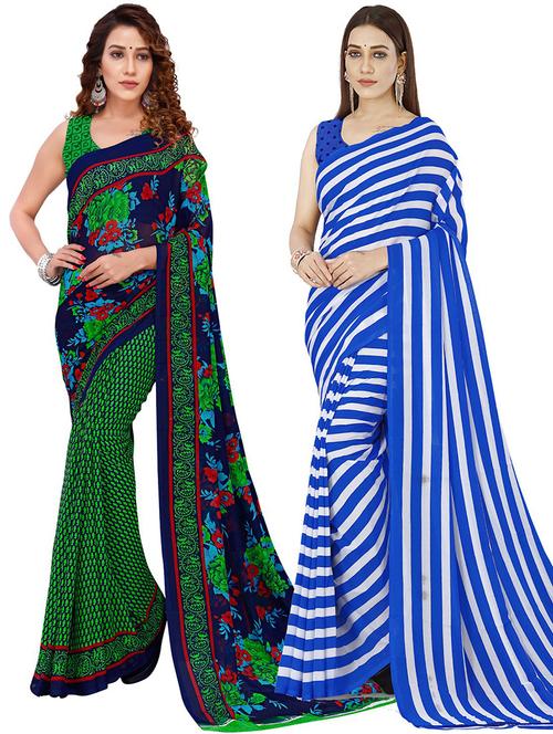 pack of 2 casual wear combo sarees with blouse - 21425512 - Very Small Image - 1