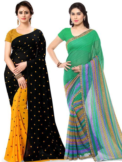 pack of 2 printed casual wear saree with blouse - 21425515 - Very Small Image - 1