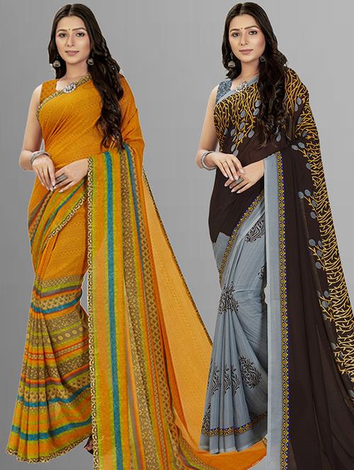 pack of 2 casual wear combo sarees with blouse - 21425543 - Very Small Image - 1
