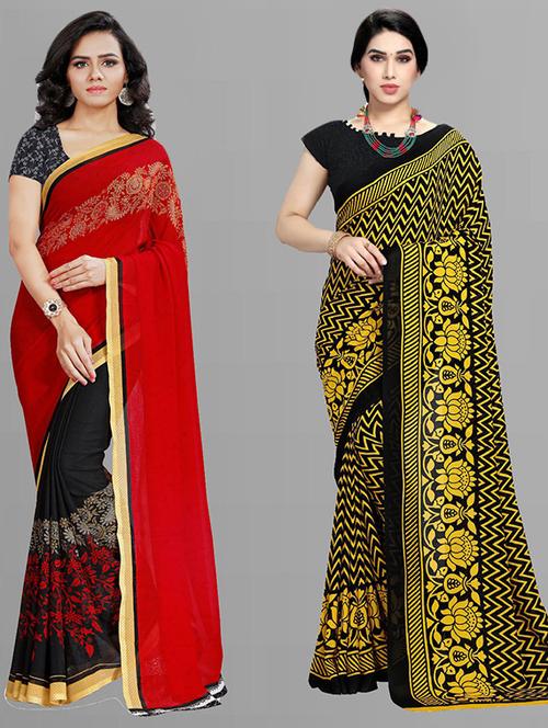 pack of 2 casual wear combo sarees with blouse - 21425573 - Very Small Image - 1