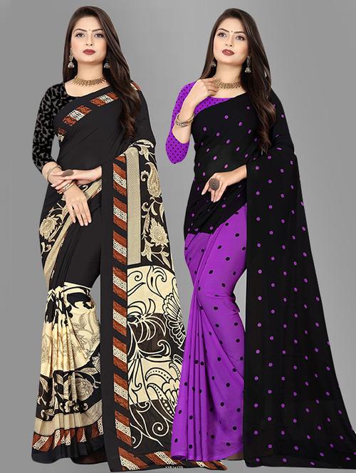 pack of 2 casual wear sarees with blouse - 21425579 - Very Small Image - 1