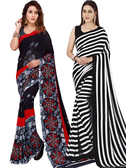 pack of 2 casual wear sarees with blouse - 21425591 - Very Small Image - 1