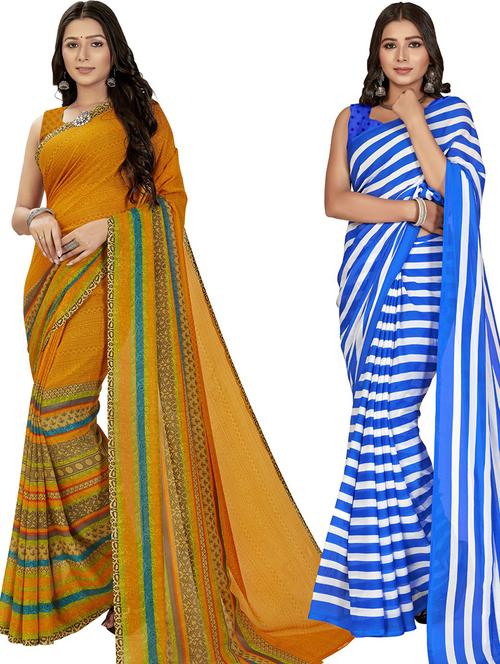 women pack of 2 casual wear combo sarees with blouse - 21425635 - Very Small Image - 1