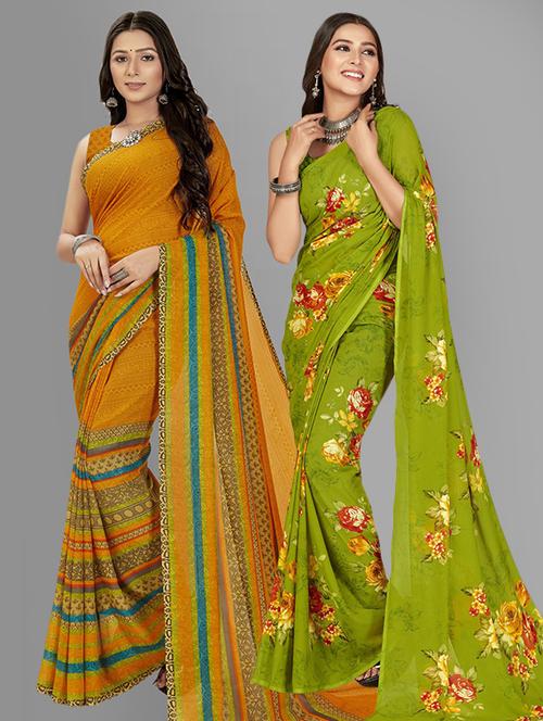 women pack of 2 casual wear combo sarees with blouse - 21425642 - Very Small Image - 1