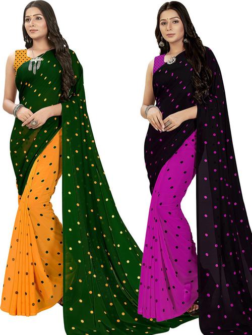 women pack of 2 casual wear combo sarees with blouse - 21425653 - Very Small Image - 1