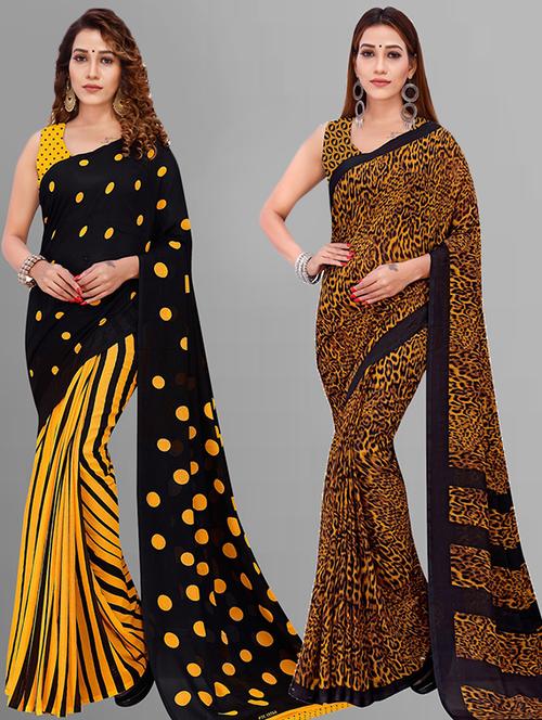 women pack of 2 casual wear combo sarees with blouse - 21425655 - Very Small Image - 1
