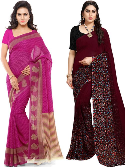 women pack of 2 casual wear combo sarees with blouse - 21425803 - Very Small Image - 1