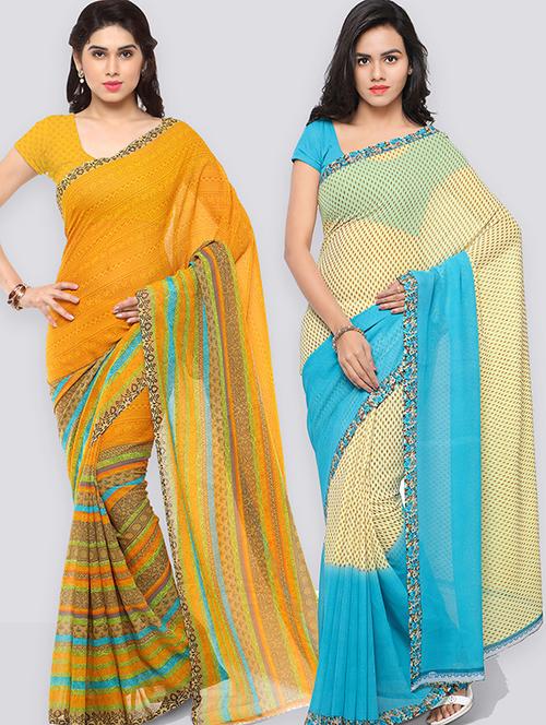 women pack of 2 casual wear combo sarees with blouse - 21425806 - Very Small Image - 1