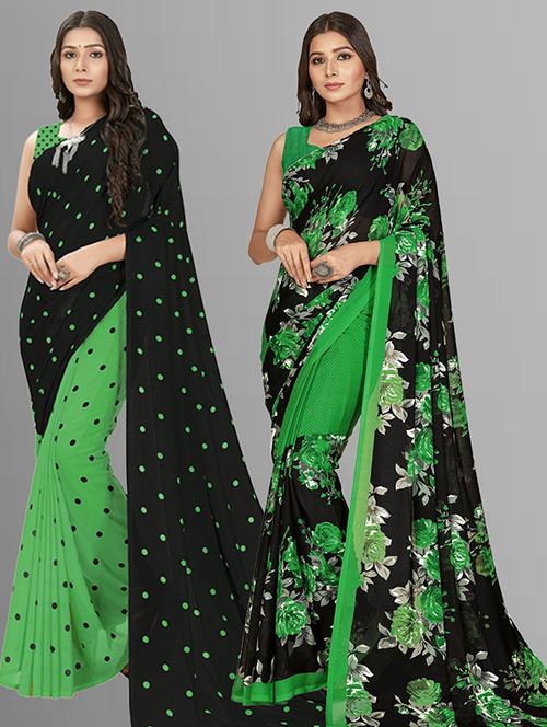 women pack of 2 casual wear combo sarees with blouse - 21425811 - Very Small Image - 1
