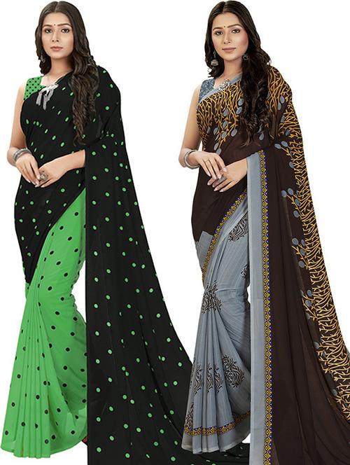women pack of 2 casual wear combo sarees with blouse - 21425814 - Very Small Image - 1