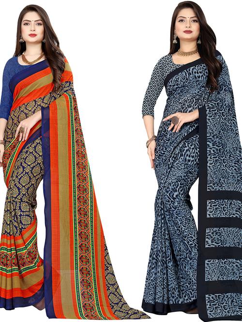 women pack of 2 casual wear combo sarees with blouse - 21425819 - Very Small Image - 1
