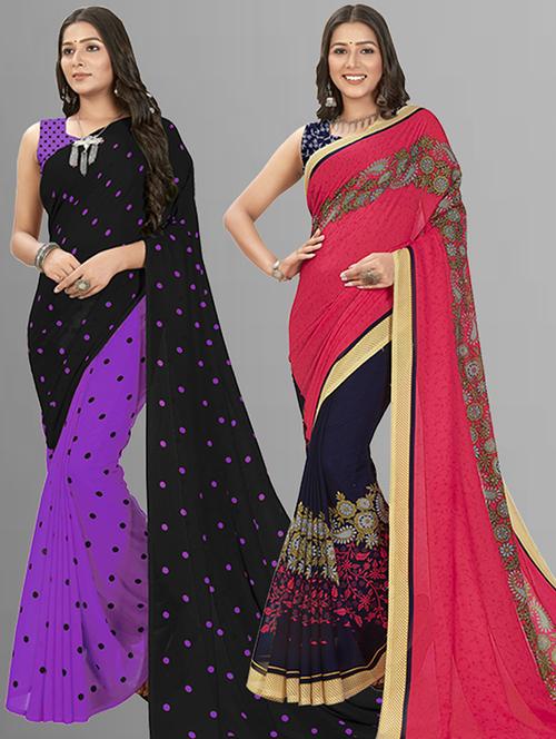 women pack of 2 casual wear combo sarees with blouse - 21425821 - Very Small Image - 1