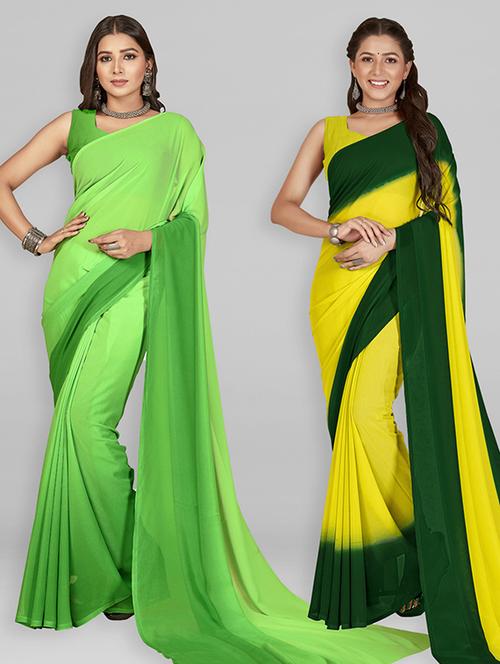 women pack of 2 casual wear combo sarees with blouse - 21425826 - Very Small Image - 1