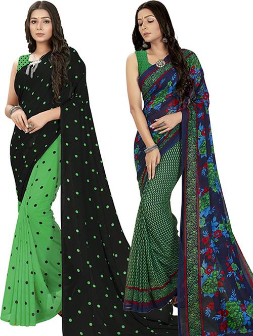 women pack of 2 casual wear combo sarees with blouse - 21425828 - Very Small Image - 1