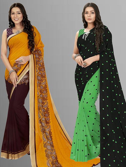 women pack of 2 casual wear combo sarees with blouse - 21425831 - Very Small Image - 1