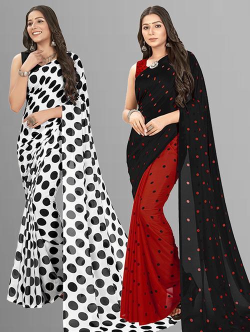 women pack of 2 casual wear combo sarees with blouse - 21425868 - Very Small Image - 1