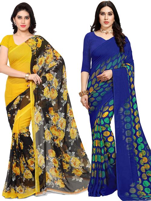 women pack of 2 casual wear combo sarees with blouse - 21425871 - Very Small Image - 1