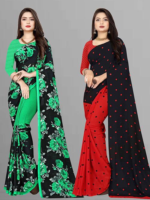 women pack of 2 casual wear combo sarees with blouse - 21425874 - Very Small Image - 1