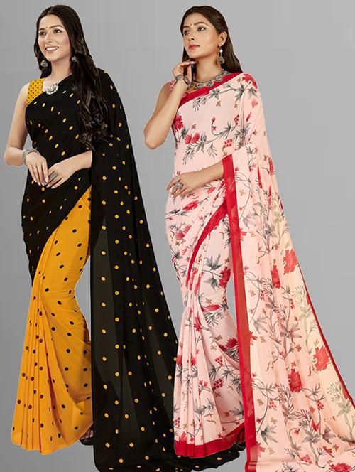 women pack of 2 casual wear combo sarees with blouse - 21425875 - Very Small Image - 1