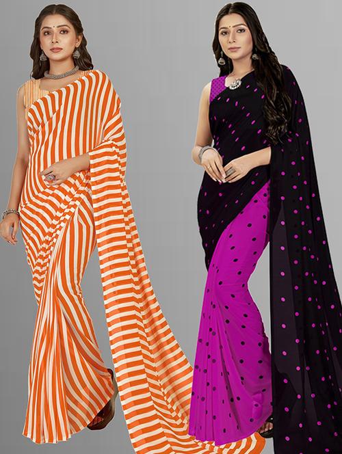 women pack of 2 casual wear combo sarees with blouse - 21425892 - Very Small Image - 1